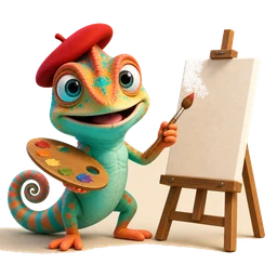 Hammy painting at an easel
