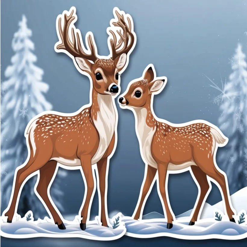 Deer in a Winter Forest
