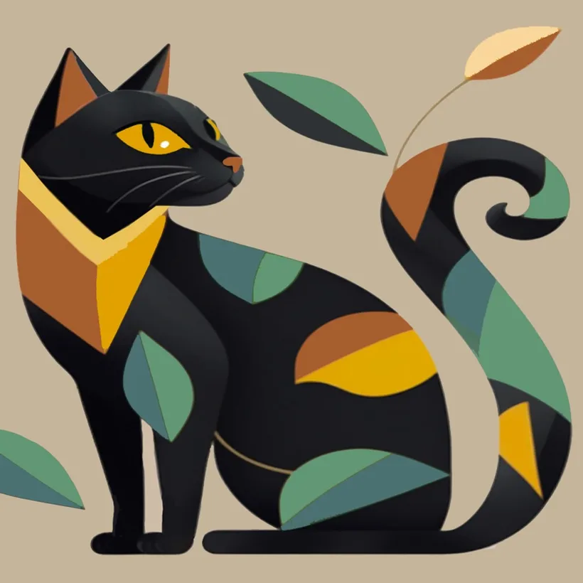 Cat with Leaves