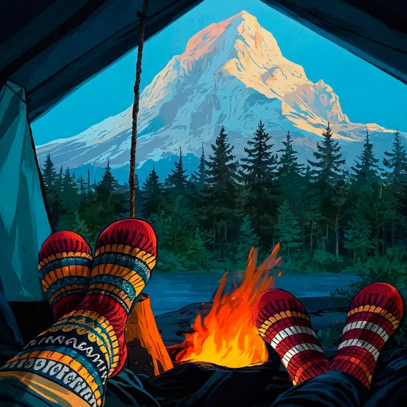 Evening in a Tent with Mountain Views