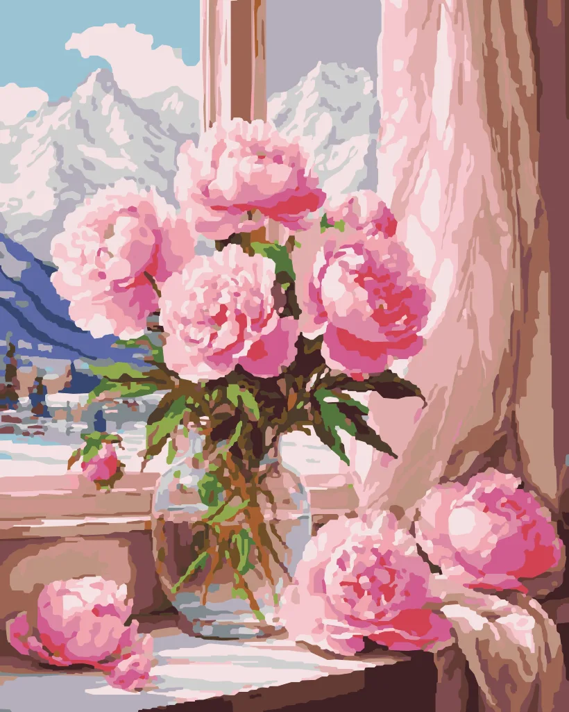 Light Peonies in a Vase