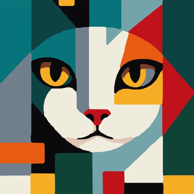 Cubist-style cat