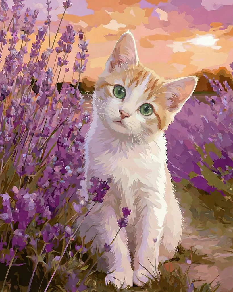 Kitten in lavender