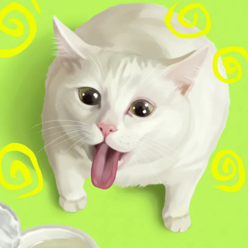 Gato sacando la lengua