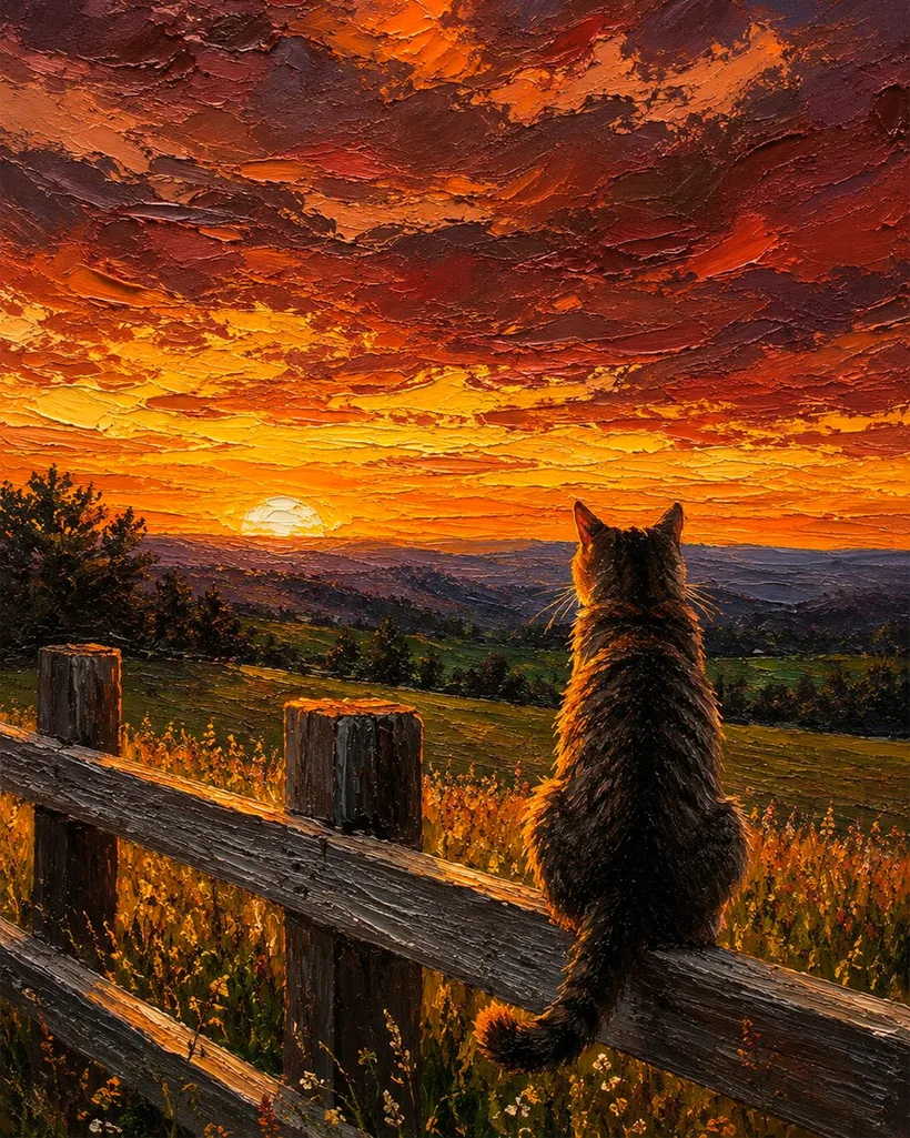 Sunset and cat