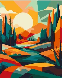 Río del bosque otoñal