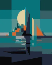 Velero bajo la luna
