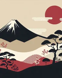 Fuji y sol escarlata